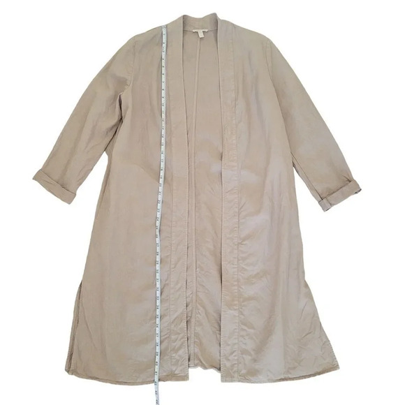 Eileen Fisher tencel linen kimono duster jacket light beige khaki small - Picture 12 of 16